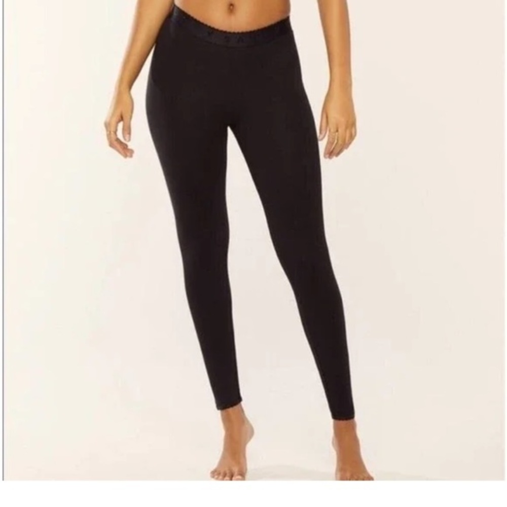 Savage x Fenty Cotton Jersey Leggings Loungewear Lounge Scallop Black large